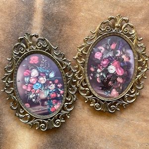 Vintage antique convex bubble glass frames